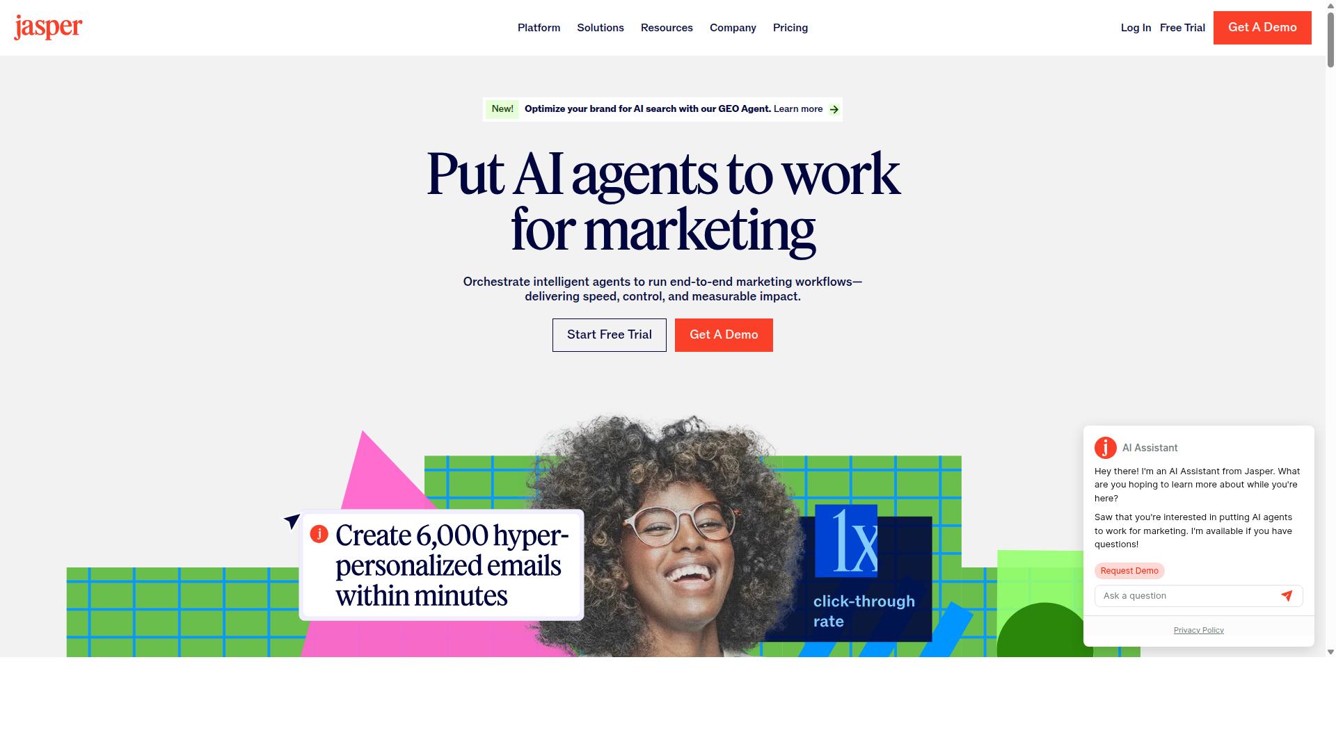 Jasper AI website