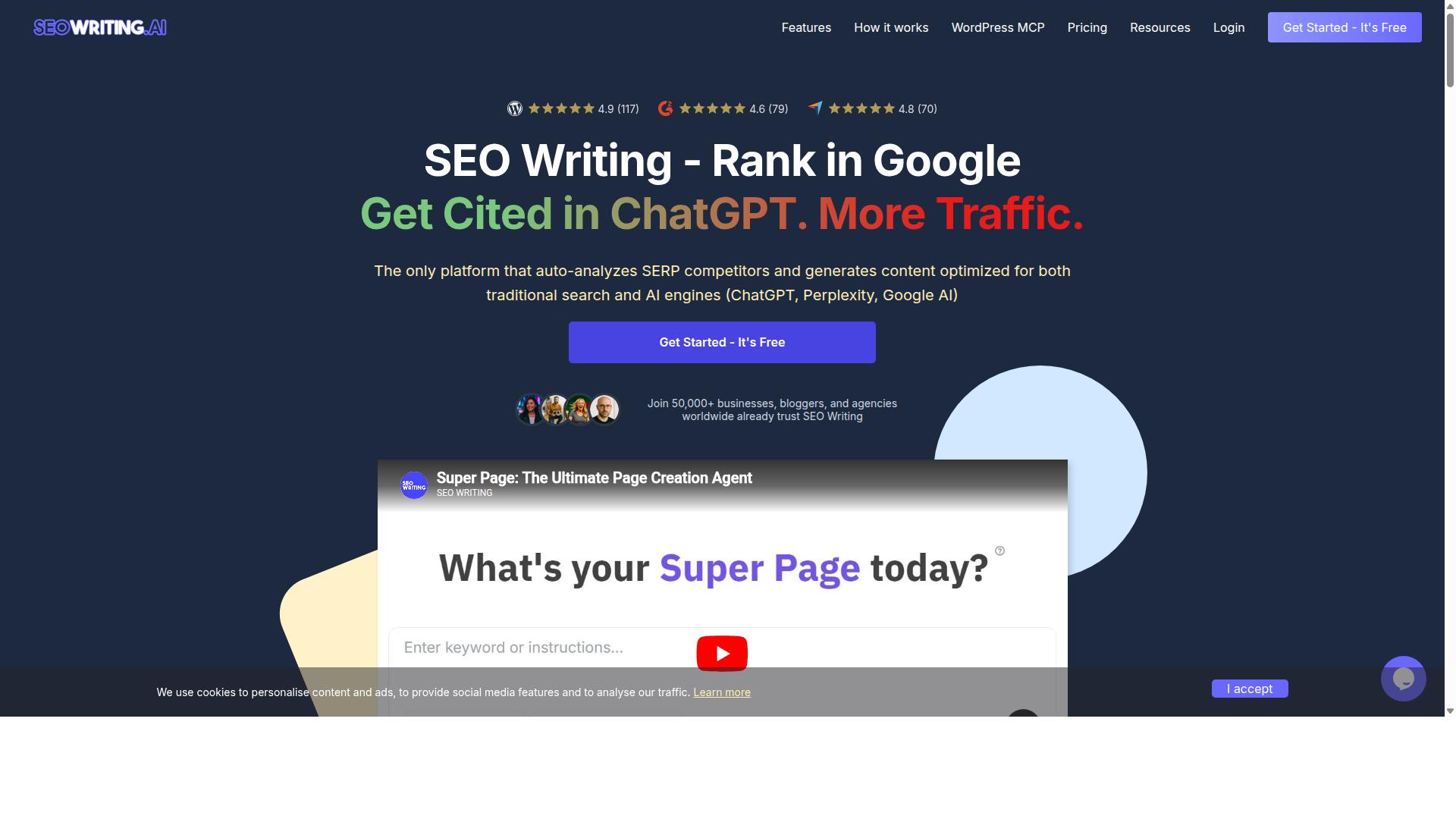 SEO Writing AI website